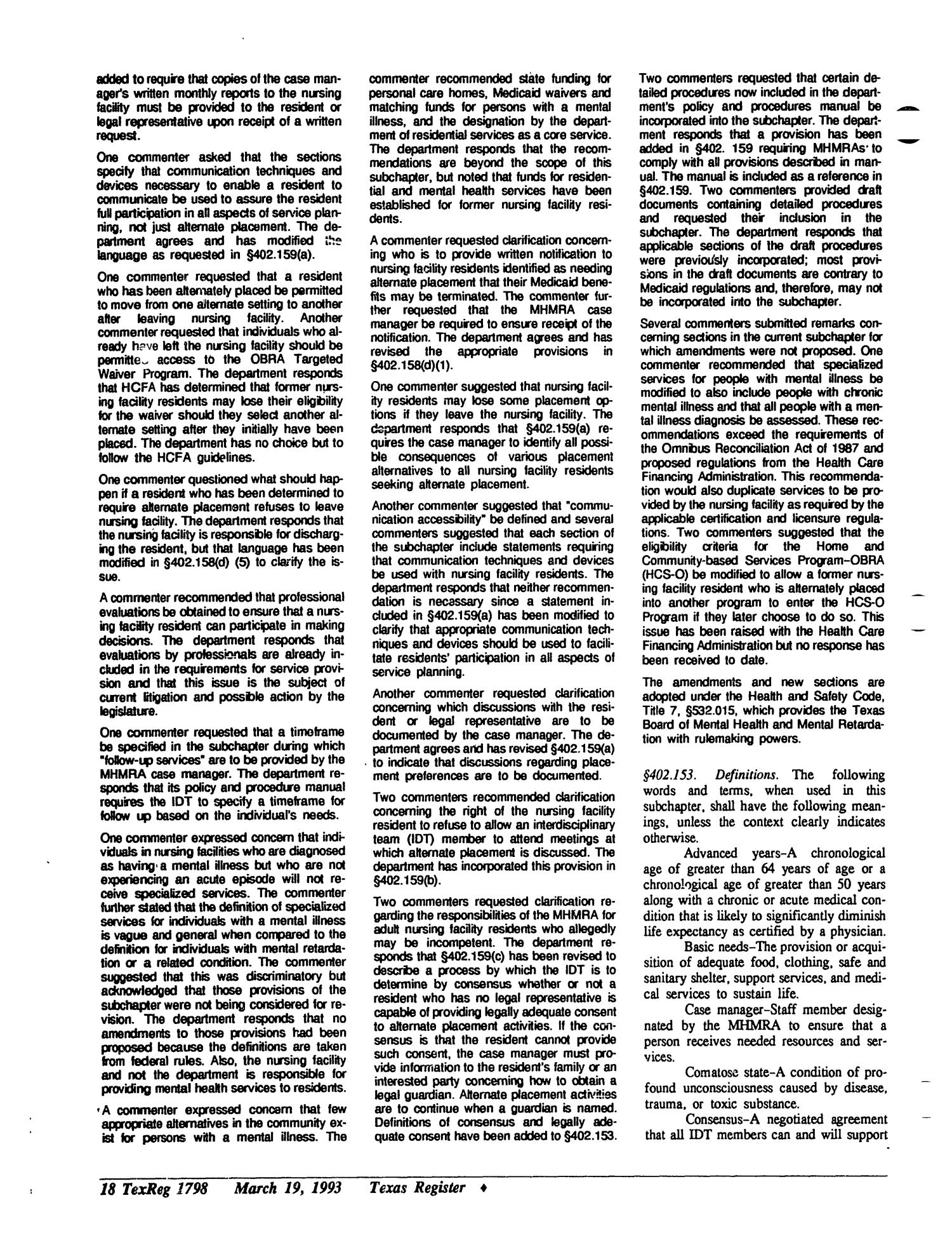 Texas Register, Volume 18, Number 22, Pages 1783-1825, March 19, 1993
                                                
                                                    1798
                                                