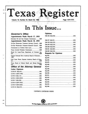 Primary view of object titled 'Texas Register, Volume 18, Number 24, Pages 1879-1972, March 26, 1993'.