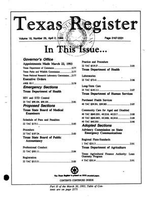 Texas Register, Volume 18, Number 26, Pages 2167-2231, April 2, 1993
