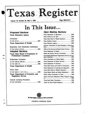 Primary view of object titled 'Texas Register, Volume 18, Number 34, Pages 2883-2913, May 4, 1993'.