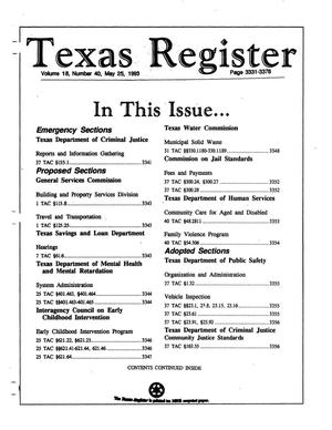 Primary view of object titled 'Texas Register, Volume 18, Number 40, Pages 3331-3378, May 25, 1993'.