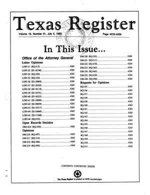 Texas Register, Volume 18, Number 51, Pages 4253-4356, July 2, 1993