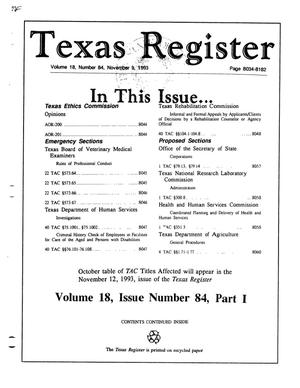 Texas Register, Volume 18, Number 84, Part I, Pages 8034-8182, November 9, 1993