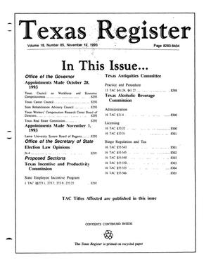 Texas Register, Volume 18, Number 85, Pages 8283-8404, November 12, 1993