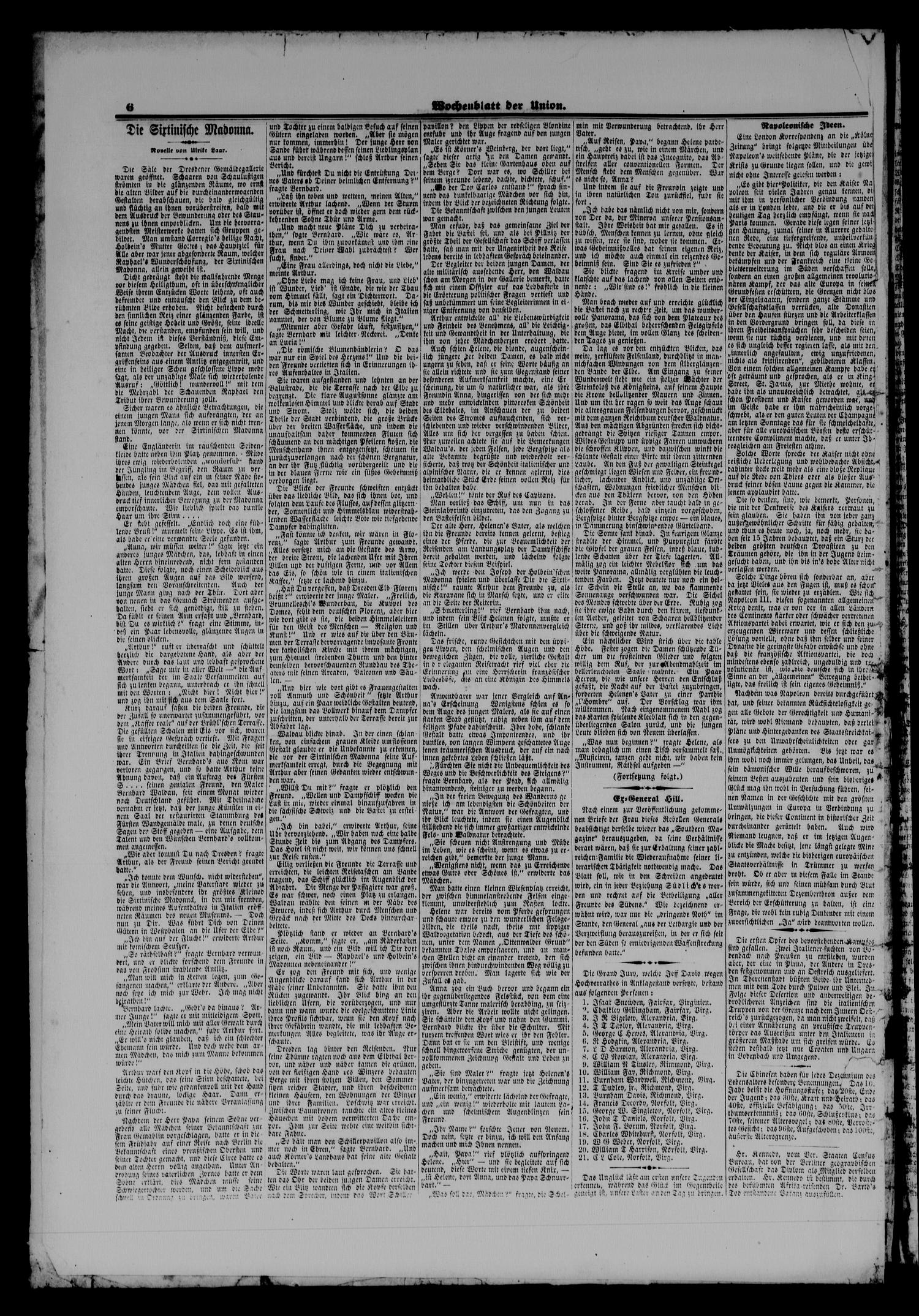 Wochenblatt der Union (Galveston, Tex.), Vol. 8, No. 35, Ed. 1 Sunday, June 24, 1866
                                                
                                                    [Sequence #]: 6 of 8
                                                