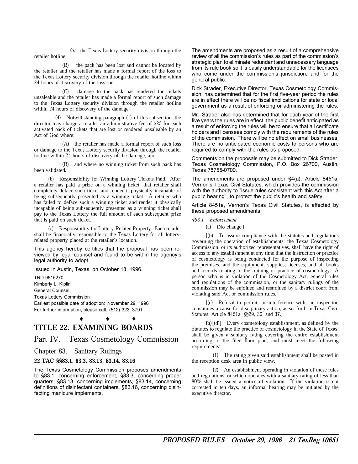 Texas Register, Volume 21, Number 80, Pages 10639-10789, October 29, 1996
                                                
                                                    10651
                                                
