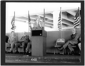 Primary view of object titled '[Jim Wright speaking for the Fort Worth Chamber of Commerce Action Ambassadors]'.