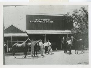 Primary view of object titled '[Livery & Feed stable with horses]'.
