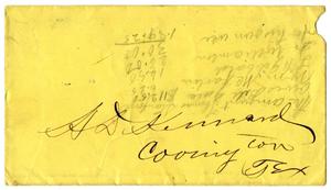 Primary view of object titled '[Envelope for letter to A.D. Kennard]'.