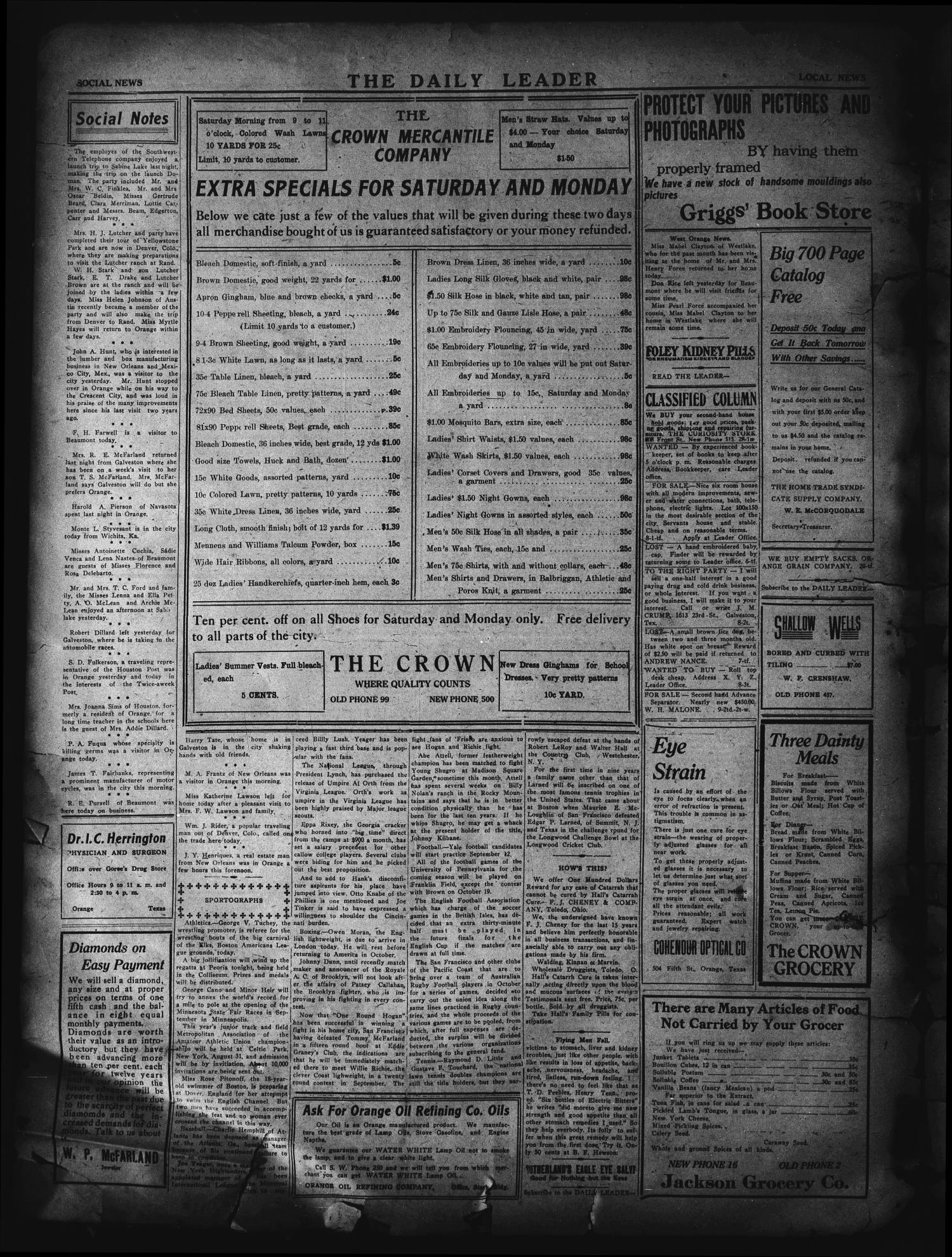 The Daily Leader. (Orange, Tex.), Vol. 5, No. 129, Ed. 1 Friday, August 9, 1912
                                                
                                                    [Sequence #]: 4 of 4
                                                