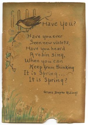 Poem by Grace Dupree Ridings