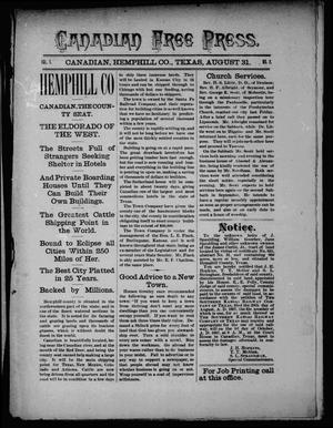 Canadian Free Press. (Canadian, Tex.), Vol. 1, No. 2, Ed. 1 Wednesday, August 31, 1887