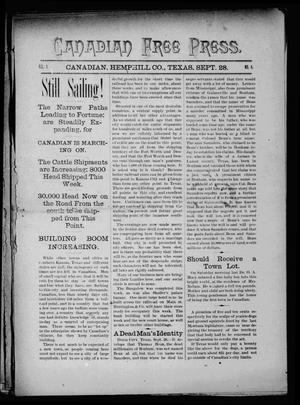 Canadian Free Press. (Canadian, Tex.), Vol. 1, No. 6, Ed. 1 Wednesday, September 28, 1887