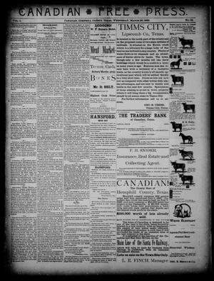 Canadian Free Press. (Canadian, Tex.), Vol. 1, No. 32, Ed. 1 Wednesday, March 28, 1888