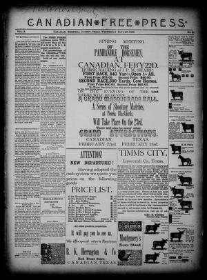 Canadian Free Press. (Canadian, Tex.), Vol. 2, No. 30, Ed. 1 Wednesday, February 20, 1889