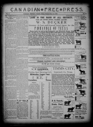 Primary view of object titled 'Canadian Free Press. (Canadian, Tex.), Vol. 2, No. 50, Ed. 1 Friday, July 12, 1889'.