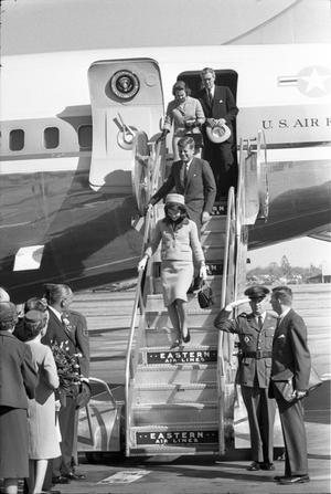 [The Kennedys and Connallys deplaning at Love Field]