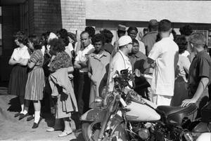 [People outside Parkland Hospital awaiting news of President Kennedy]