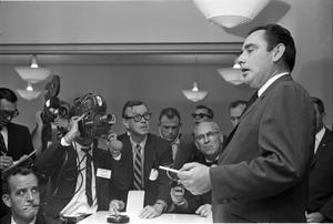 Primary view of object titled '[Malcolm Kilduff announcing the death of President Kennedy]'.