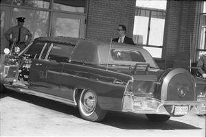 [Presidential limousine with top attached at Parkland Hospital]