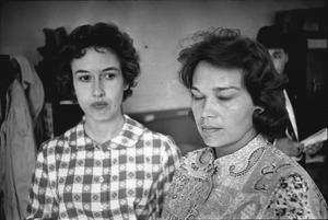 [Eyewitnesses Jean Hill and Mary Moorman at the Dallas County Sheriff's Office]