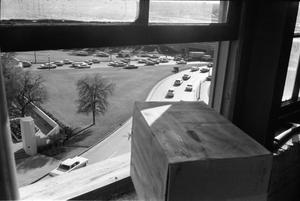 [View of Dealey Plaza from the recreated sniper's perch]