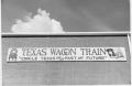 Thumbnail image of item number 1 in: 'Texas Sesquicentennial Wagon Train Headquarters Sign in Irving'.