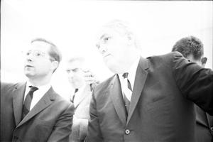 [Dallas County Criminal District Attorney Henry Wade with reporters]