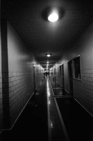 Primary view of object titled '[A hallway at Parkland Hospital]'.