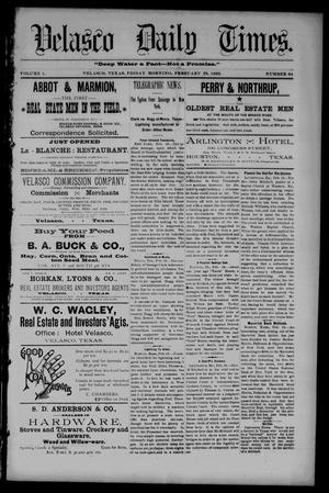 Velasco Daily Times (Velasco, Tex.), Vol. 1, No. 64, Ed. 1 Friday, February 19, 1892
