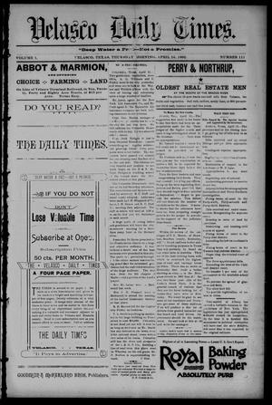 Velasco Daily Times (Velasco, Tex.), Vol. 1, No. 111, Ed. 1 Thursday, April 14, 1892