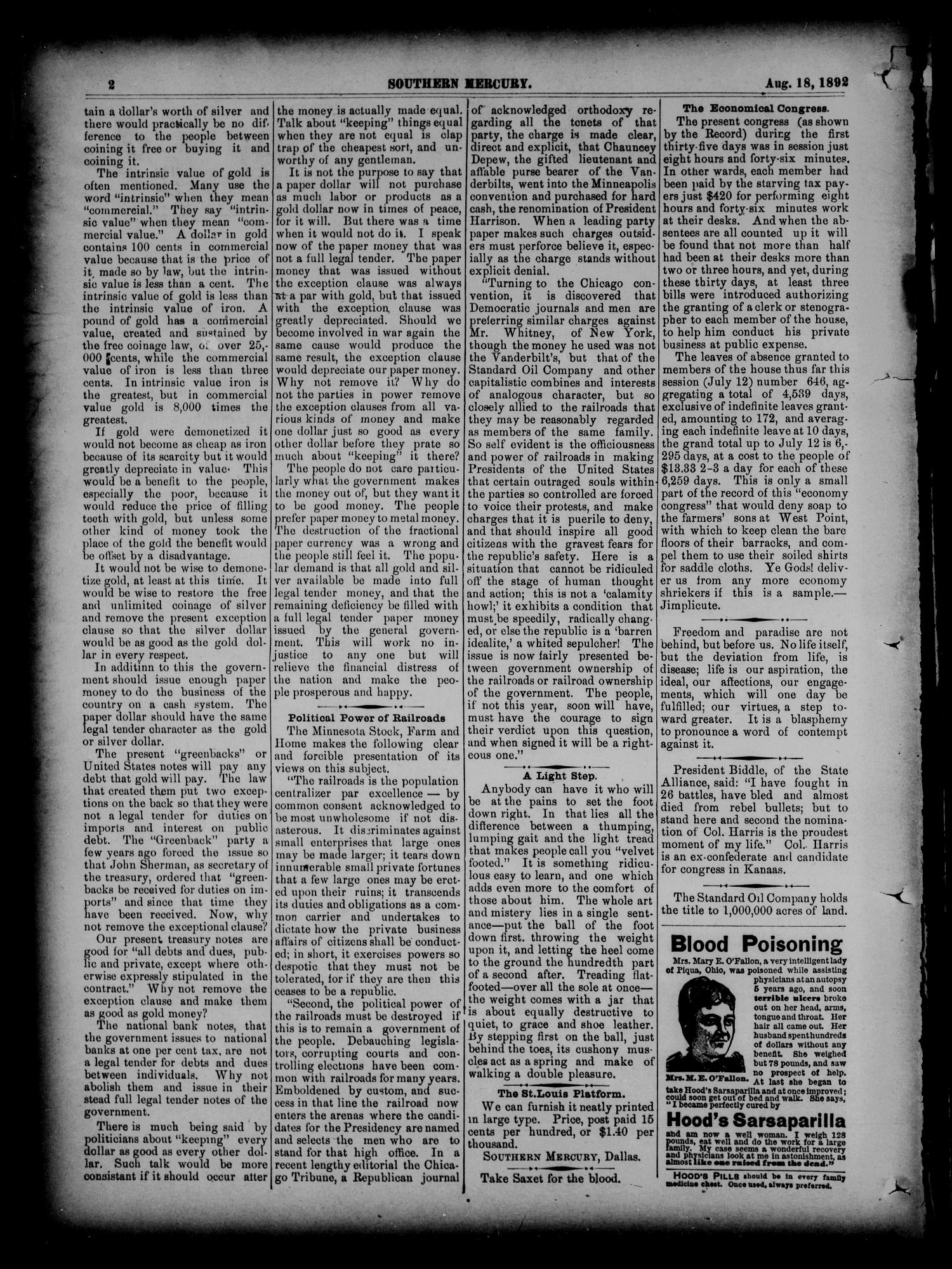 The Southern Mercury. (Dallas, Tex.), Vol. 11, No. 33, Ed. 1 Thursday, August 18, 1892
                                                
                                                    [Sequence #]: 2 of 16
                                                