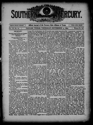 The Southern Mercury. (Dallas, Tex.), Vol. 11, No. 44, Ed. 1 Thursday, November 3, 1892