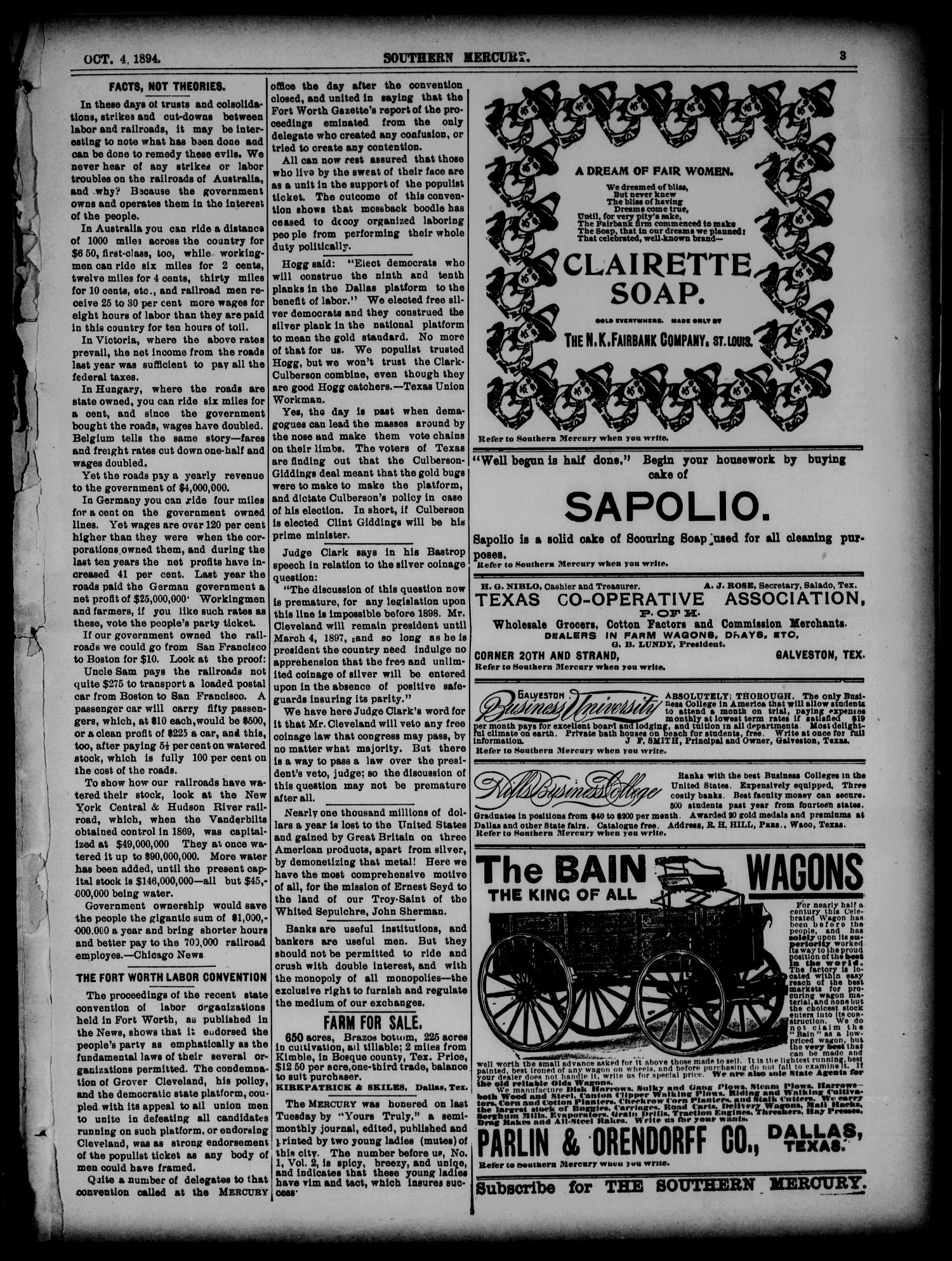 The Southern Mercury. (Dallas, Tex.), Vol. 13, No. 39, Ed. 1 Thursday, October 4, 1894
                                                
                                                    [Sequence #]: 3 of 16
                                                