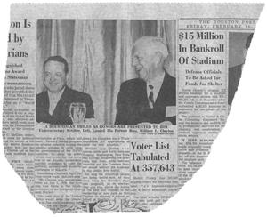 Primary view of object titled '[Houston Post article honoring William Lockhart Clayton]'.