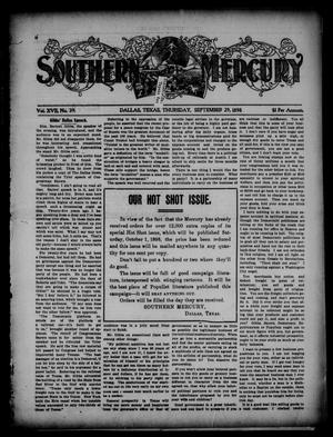 Primary view of object titled 'Southern Mercury. (Dallas, Tex.), Vol. 17, No. 39, Ed. 1 Thursday, September 29, 1898'.