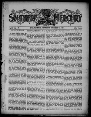 Primary view of object titled 'Southern Mercury. (Dallas, Tex.), Vol. 20, No. 47, Ed. 1 Thursday, December 6, 1900'.