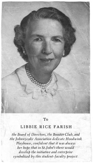 Primary view of object titled '[St. John's School Hoodwink Playhouse dedication to Libbie Rice Farish]'.