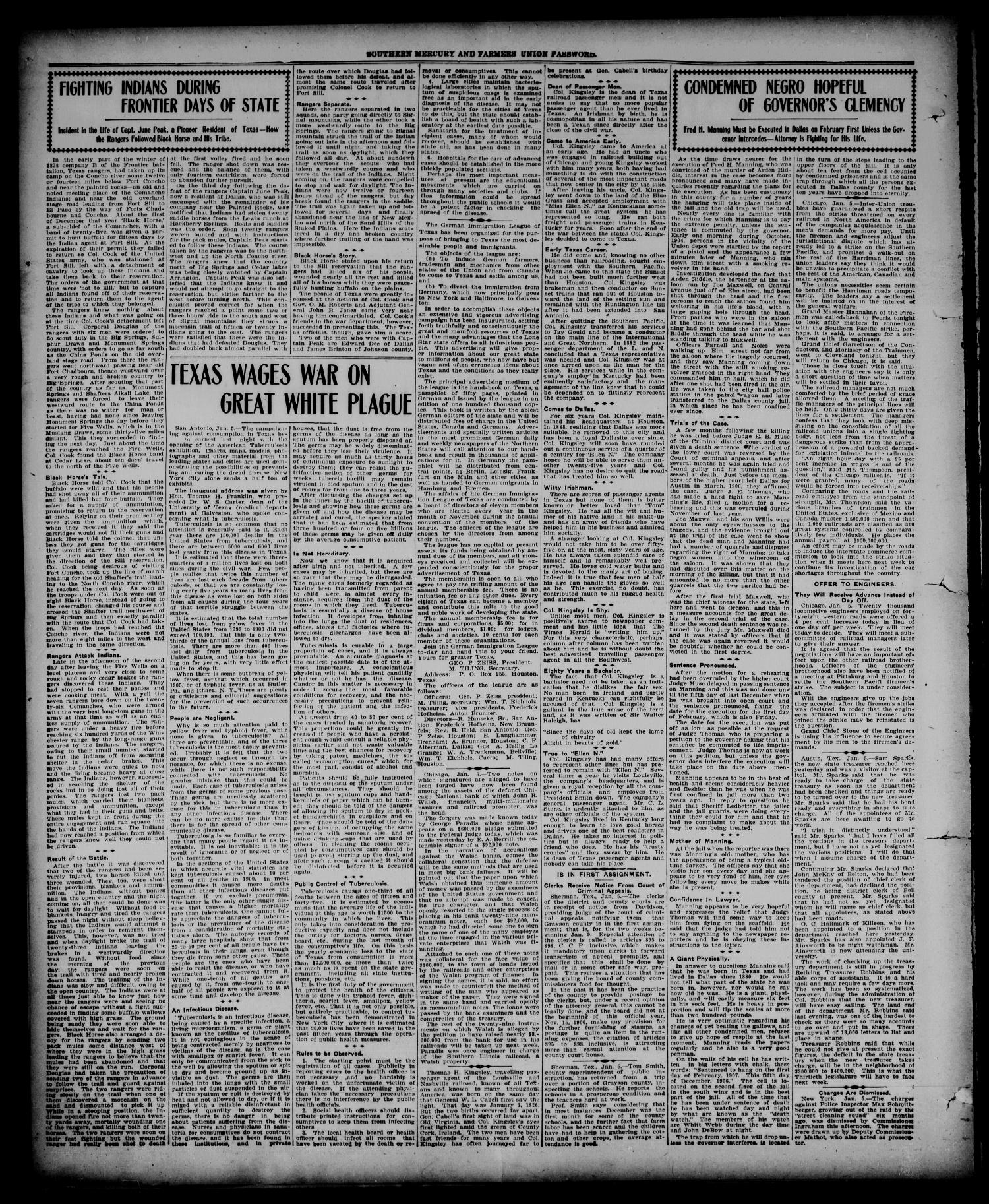 Southern Mercury United with the Farmers Union Password. (Dallas, Tex.), Vol. 27, No. 2, Ed. 1 Thursday, January 10, 1907
                                                
                                                    [Sequence #]: 2 of 8
                                                