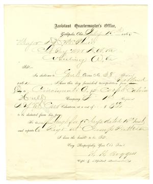 Primary view of object titled '[Letter from Capt. H. H. Boggess to Major McPhail, February 15, 1865]'.