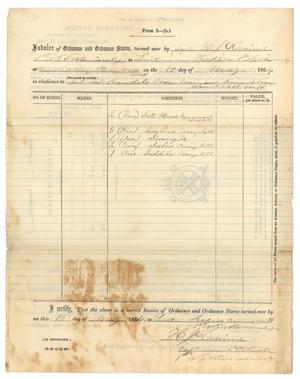 Primary view of object titled '[Invoice of ordnance and ordnance stores, May 15, 1864]'.