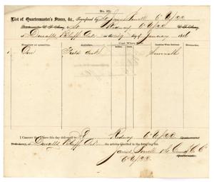 Primary view of object titled '[List of Quartermaster's Stores, January 29, 1866]'.