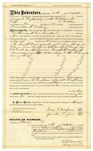 Primary view of object titled '[Warranty deed, October 5, 1875]'.