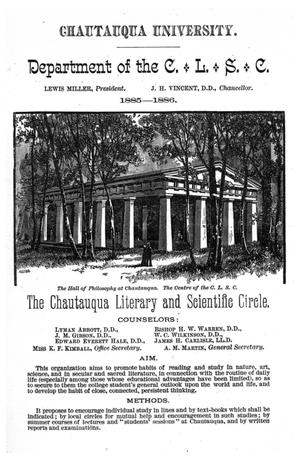 Primary view of object titled '[Chautauqua University: The Chautauqua Literary and Scientific Circle, 1885-1886]'.
