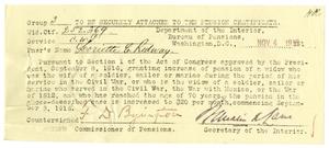 Primary view of object titled '[Pension notification, November 4, 1916]'.