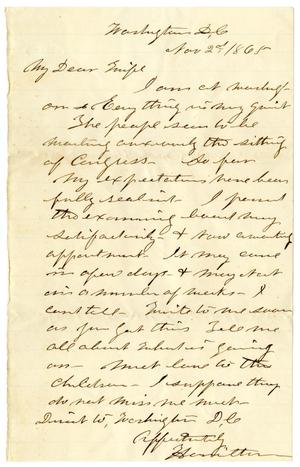 Primary view of object titled '[Letter from Hamilton K. Redway to Loriette Redway,  November 2, 1865]'.