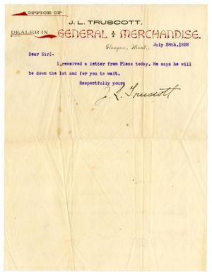 Primary view of object titled '[Letter from J. L. Truscott, July 28, 1893]'.