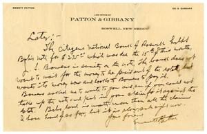 Primary view of object titled '[Letter from Emmett Patton to Levi Perryman]'.