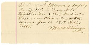 Primary view of object titled '[Receipt from M. A. Williams to W. A. Morris, January 10, 1879]'.