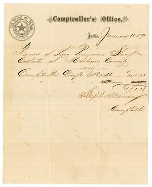 Primary view of object titled '[Receipt from Stephen H. Darden  to Levi Perryman, January 10, 1879]'.